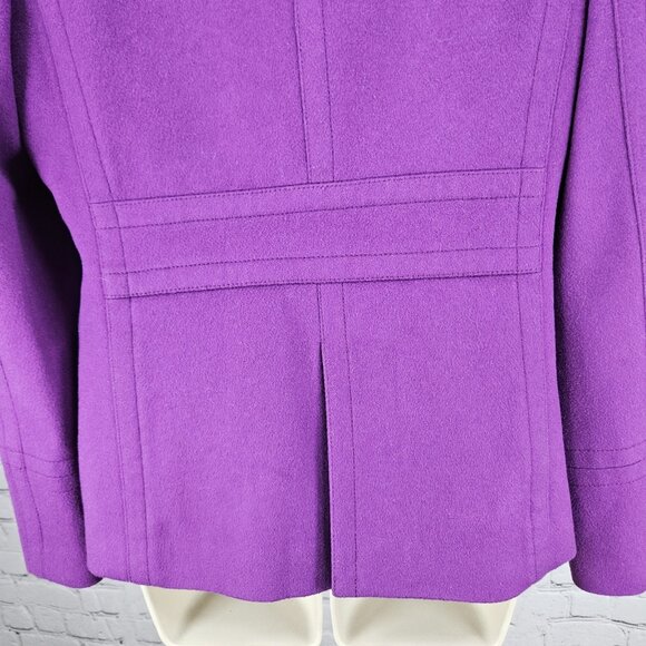 J.Crew Purple 100% Wool Insulated Brown Buttoned Collared Pea Coat Medium M - Picture 10 of 13